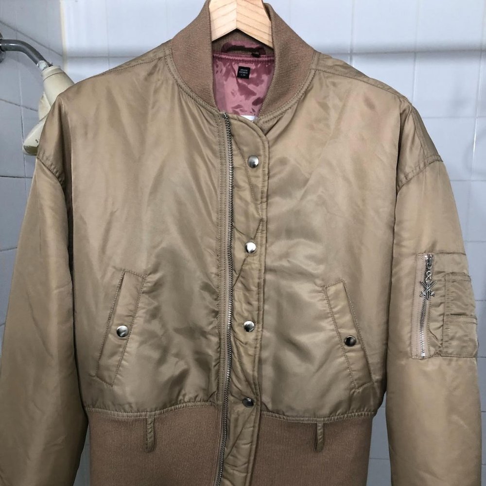 RARE OPENING CEREMONY TAN OVERSIZED BOMBER JACKET TUNIC SIZE XS